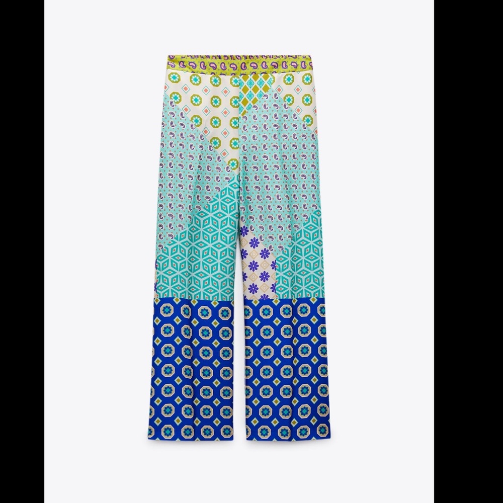 Zara patchwork print cropped pants